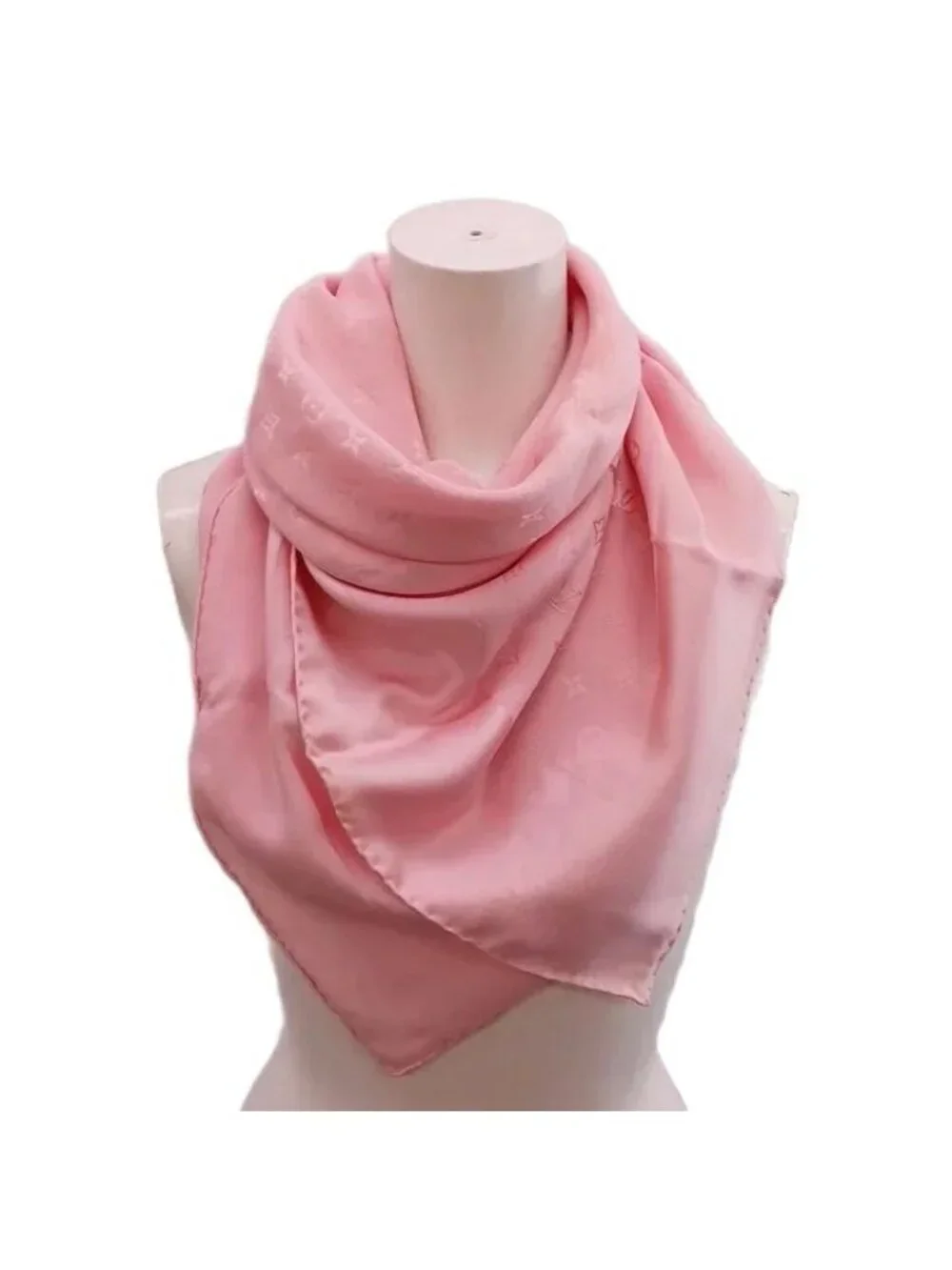 Louis Vuitton Scarf Large Silk Monogram All Over Print Logo Pink